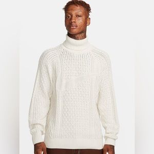 NWT! Nike Life Cable Knit Turtleneck Sweater Cargo Bone FB7770-072 Men's Size M